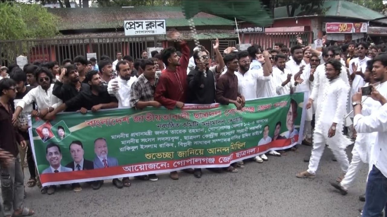 গোপালগঞ্জে জাতীয়তাবাদী ছাত্রদলের আনন্দ মিছিল