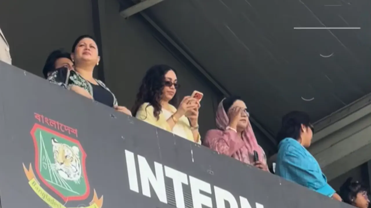 বাংলাদেশের খেলা দেখতে মিরপুর স্টেডিয়ামে জাইমা রহমান