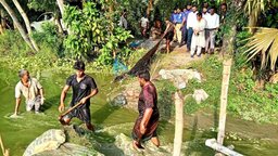 কোটালীপাড়ায় অবৈধ বাঁধ উচ্ছেদে প্রশাসনের অভিযান, স্বস্তিতে স্থানীয়রা