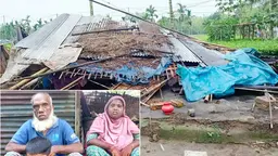 ত্রাণ মজুত, তবুও নেই সহায়তা : ঝড়-বৃষ্টিতে ভাঙা ঘরে বৃদ্ধ দম্পতির মানবেতর জীবন-যাপন