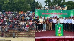 বৃষ্টির মধ্যেও সাতক্ষীরায় জেলা প্রশাসক কাপ ফুটবলে হাজারো দর্শক