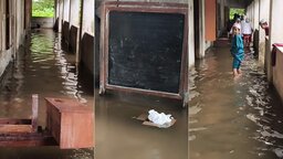 শ্রেণিকক্ষে হাঁটু পানি, ৪ দিন ধরে বন্ধ পড়াশোনা