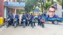 আলফাডাঙ্গায় পুলিশের হেলমেটবিহীন মোটরসাইকেল মহড়া
