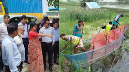 জলাবদ্ধতা নিরসনে সাতক্ষীরায় খাল থেকে নেট-পাটা অপসারণ শুরু